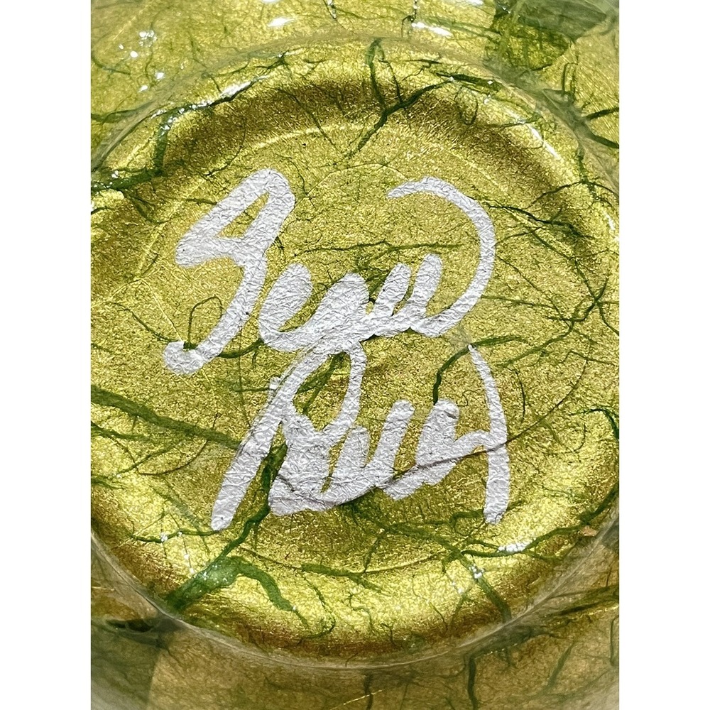 Scott Potter Fish And Shells In Gold And Green Small Bowl 5in Across SIGNED - Picture 11 of 16